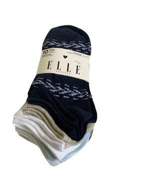 ELLE Women’s 10-Pack Low-Cut Socks - Navy, White, Beige, Light Blue